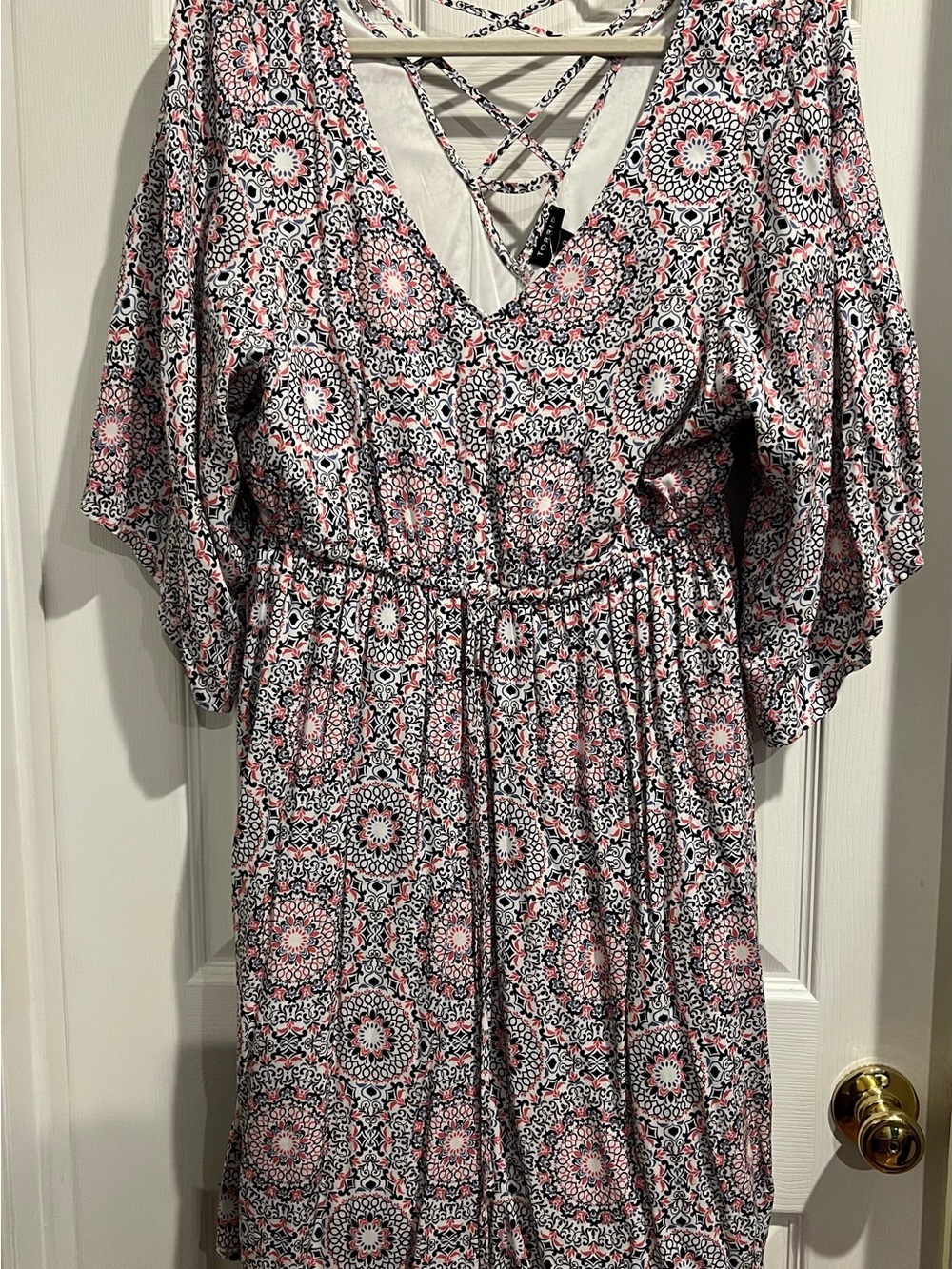 torrid Pink and Black Printed V-Neck Dress